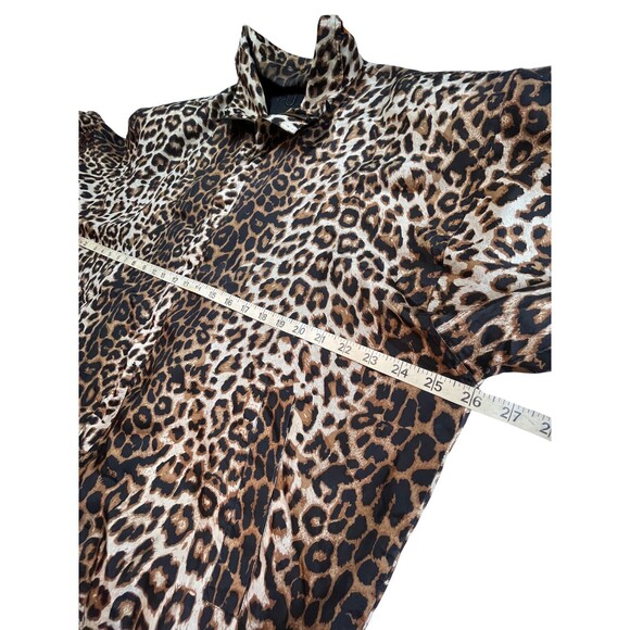 Vintage 90s Fuda‎ International Bomber Jacket Silk Long Sleeve Leopard Retro 1X - Picture 7 of 13